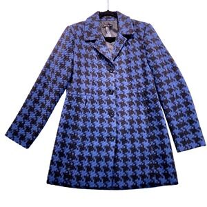 Axcess Women's Blue‎ Black Houndstooth Textured Blazer Coat Size M